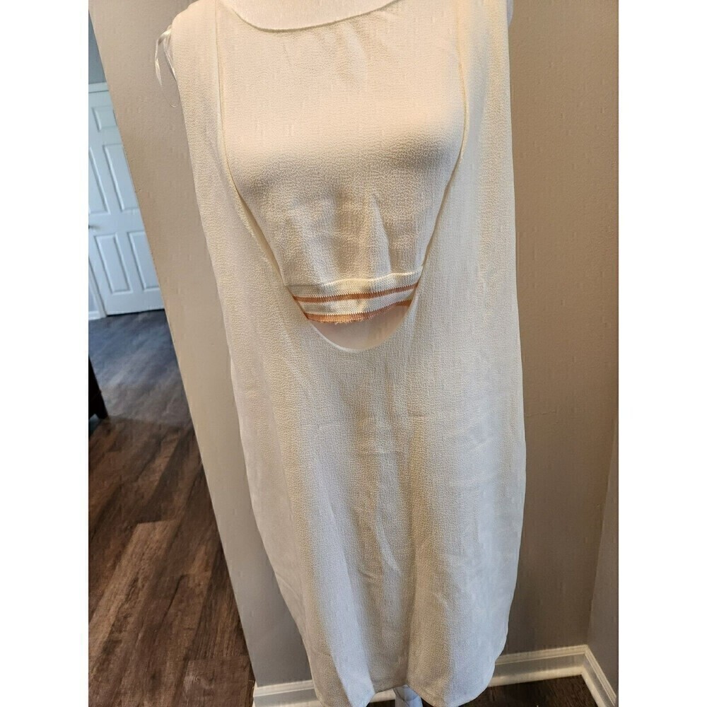 Zara Dress Ivory Sleeveless W/ Tummy Cutout SZ M EUC Melon color striped detail